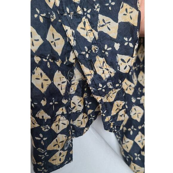 CEZAR Silk Blouse Mandarin Collar Long Sleeve Pockets Women's Size M - Picture 5 of 5